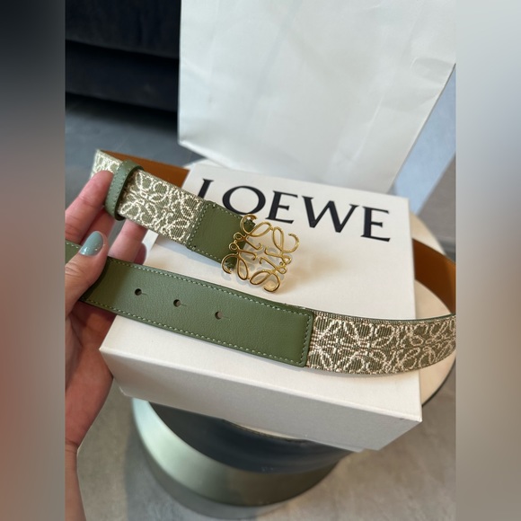 Loewe Canvas Belt Anagram Green Cotton-Blend and Leather Size 85 or EUR 36 - Picture 9 of 13